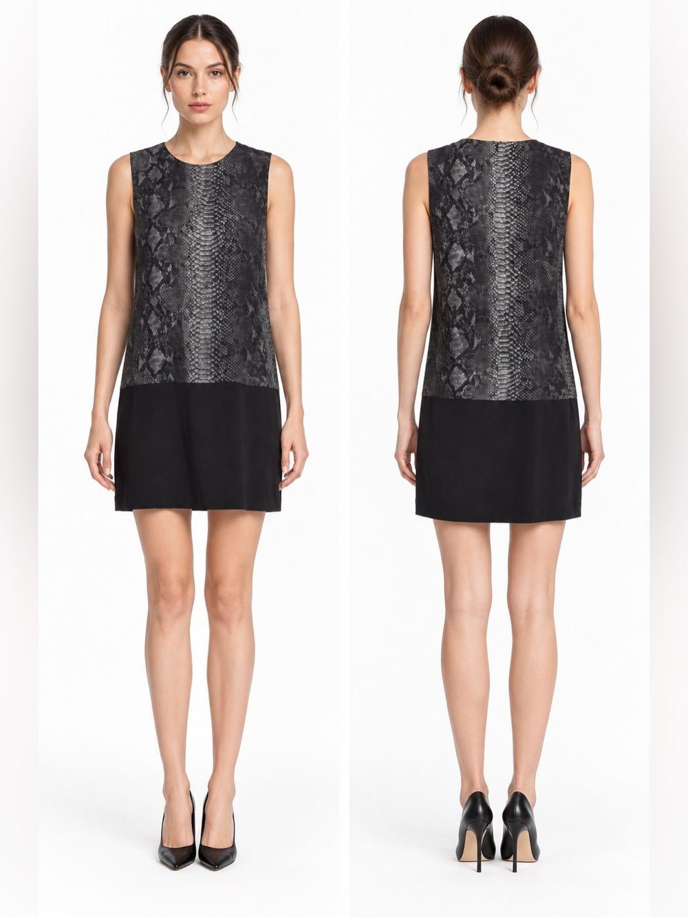 rebecca taylor Authentic black white snake reptile print tank mini dress 4 small